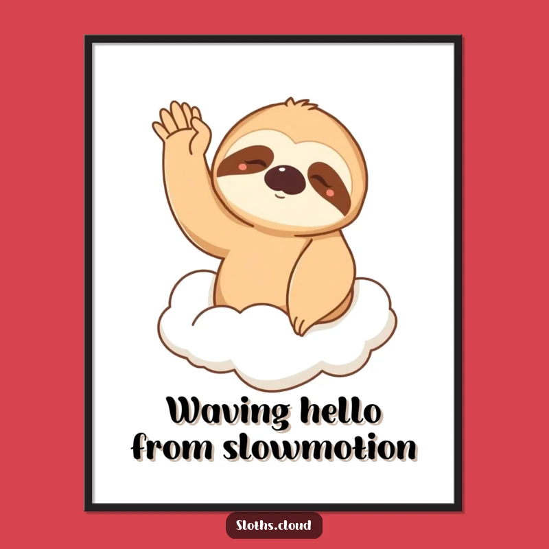 Free Printable Wall Art: Sleepy Sloth Cloud Wave - Humorous Downloadable Art for Cozy Decor