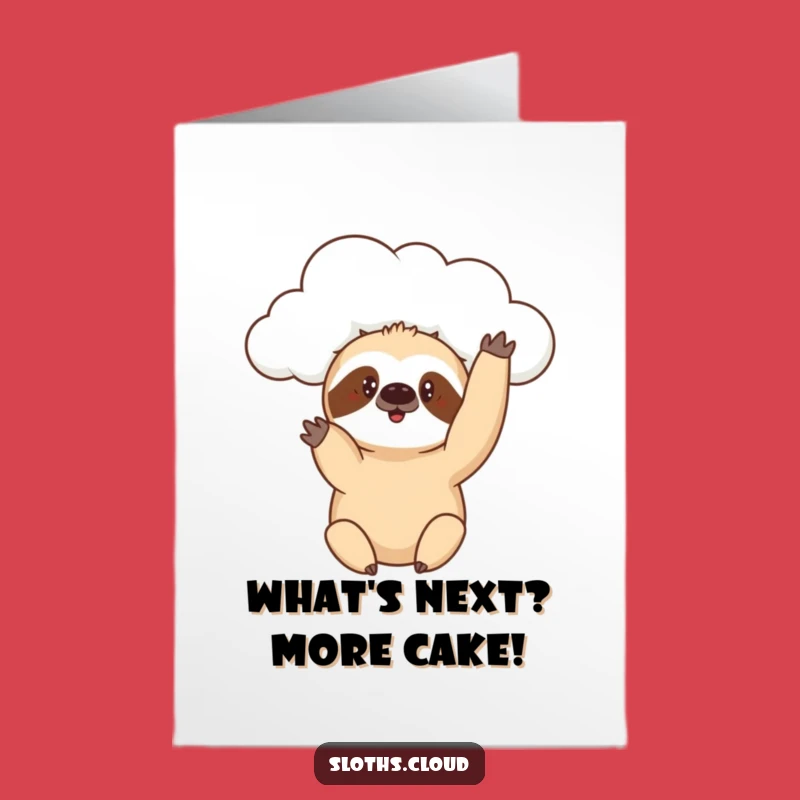 Free Printable Funny Birthday Card: Curious Sloth Paw, Cloud Peek, Downloadable Gift