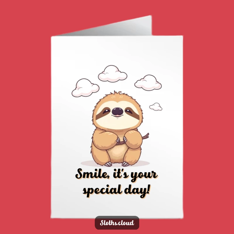 Free Printable Sloth Birthday Card: Gentle Smile Sloth Downloadable Gift