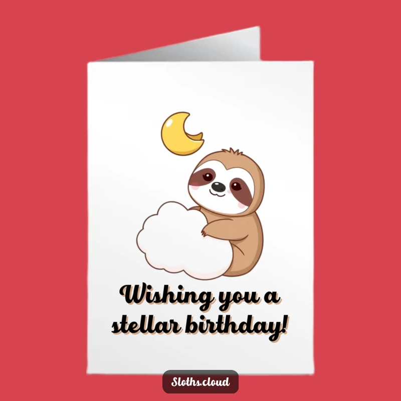 Funny Free Printable Sloth Moon Birthday Card - Celestial Downloadable Gift!