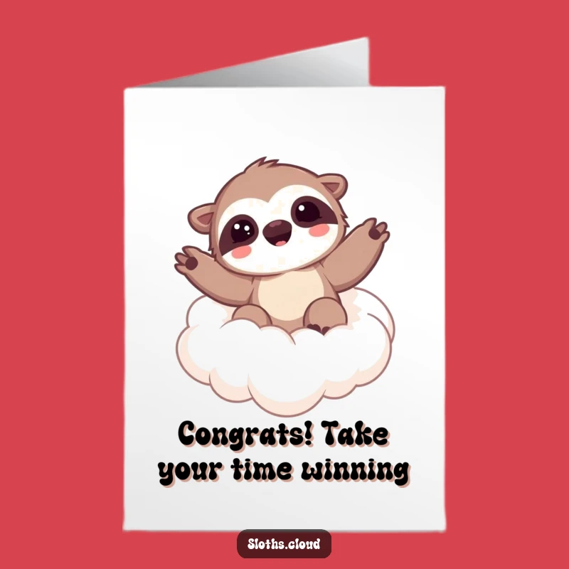 Free Printable Congrats Card: Kawaii Sloth Cloud Hello - Joyful Downloadable Message