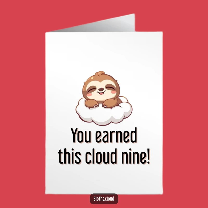 Free Printable Congrats Card: Whimsical Sloth Cloud Celebration - Humorous Downloadable Gift