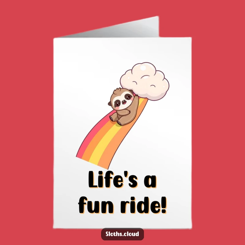 Free Printable Congrats Card: Sloth Rainbow Slide, Exciting Downloadable Gift