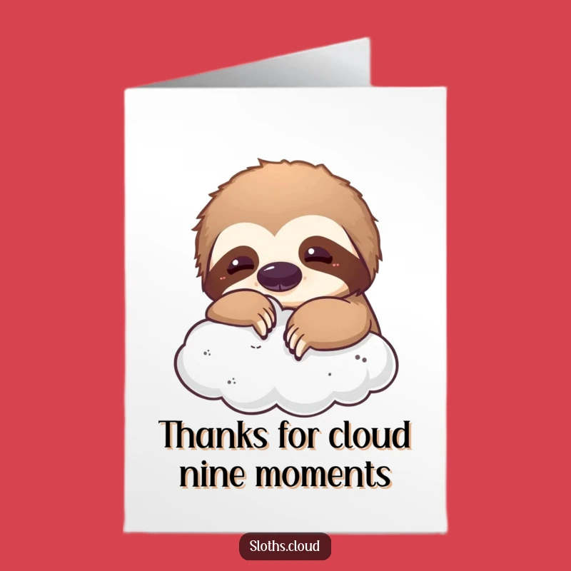 Free Printable Funny Sloth Thank You Card: Cloud Touch, Downloadable Kind Gift