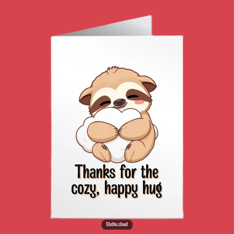 Free Printable Thank You Card: Cozy Sloth Hug - Comforting DIY