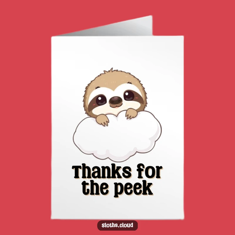 Free Printable Thank You Card: Curious Sloth Cloud - Funny Downloadable Appreciation Gift