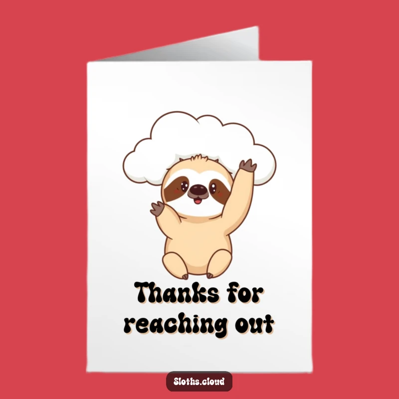 Free Printable Thank You Card: Curious Sloth Paw, Cloud Surprise, Print at Home