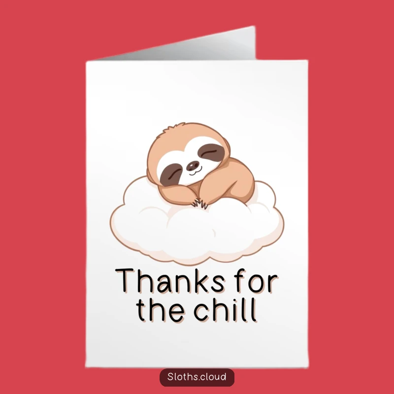 Free Printable Thank You Card: Sleeping Sloth Cloud - Funny Downloadable Appreciation Gift