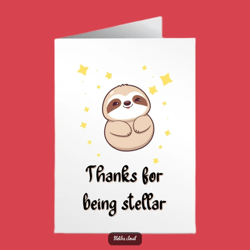Free Printable Thank You Card: Sloth Floating Stars, Grateful Downloadable Gift