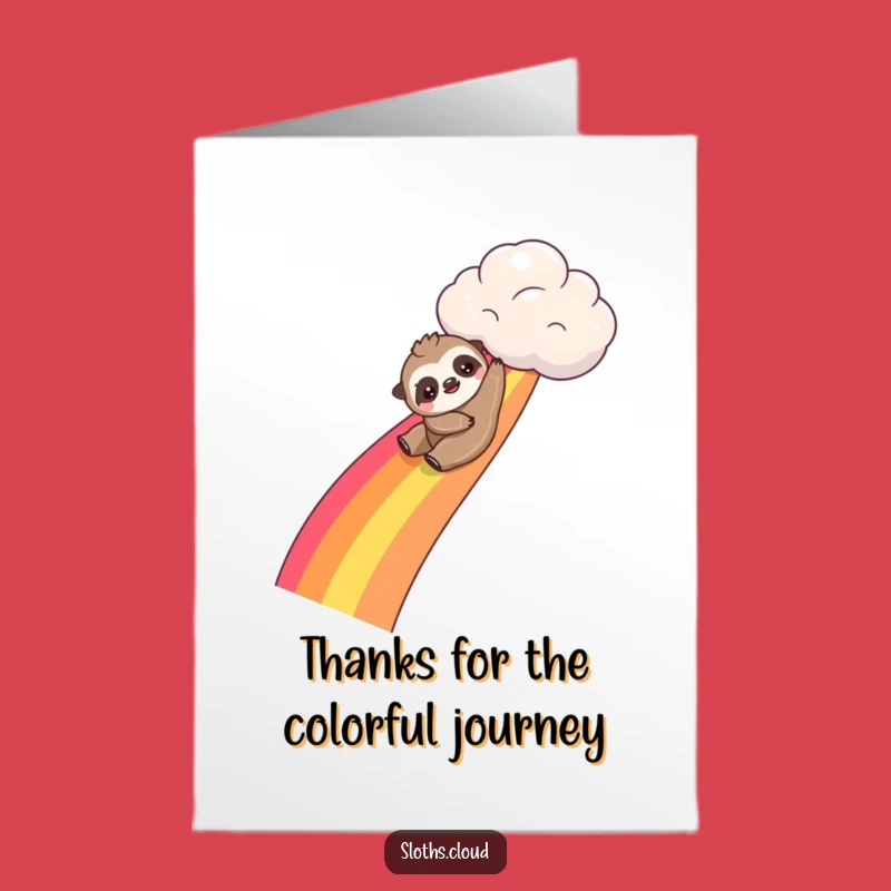 Free Printable Thank You Card: Sloth Rainbow Slide, Joyful Downloadable Gift
