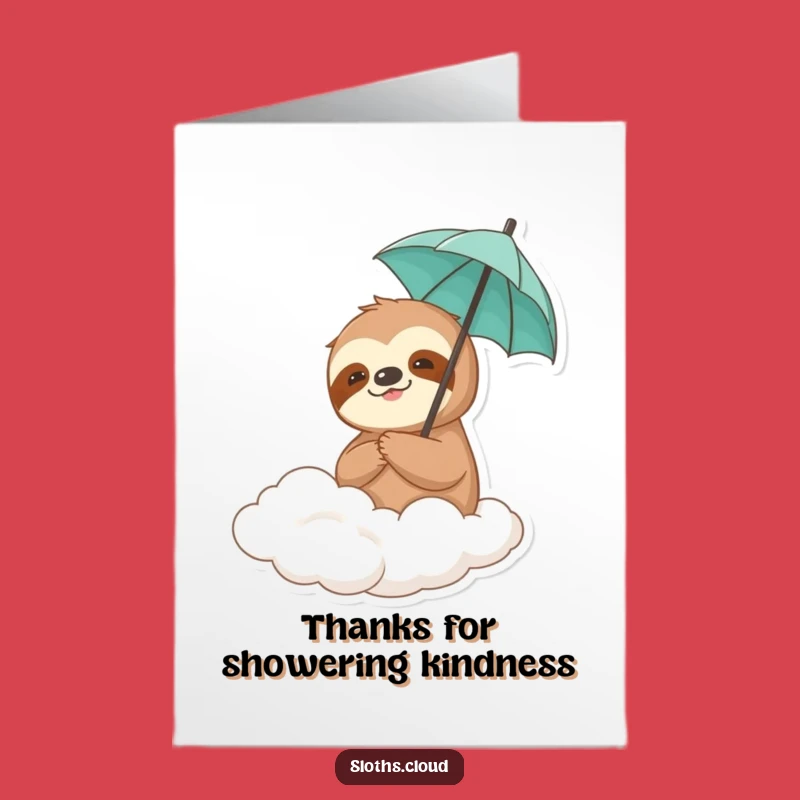 Free Printable Thank You Card: Sloth Umbrella Cloud, Whimsical Appreciation
