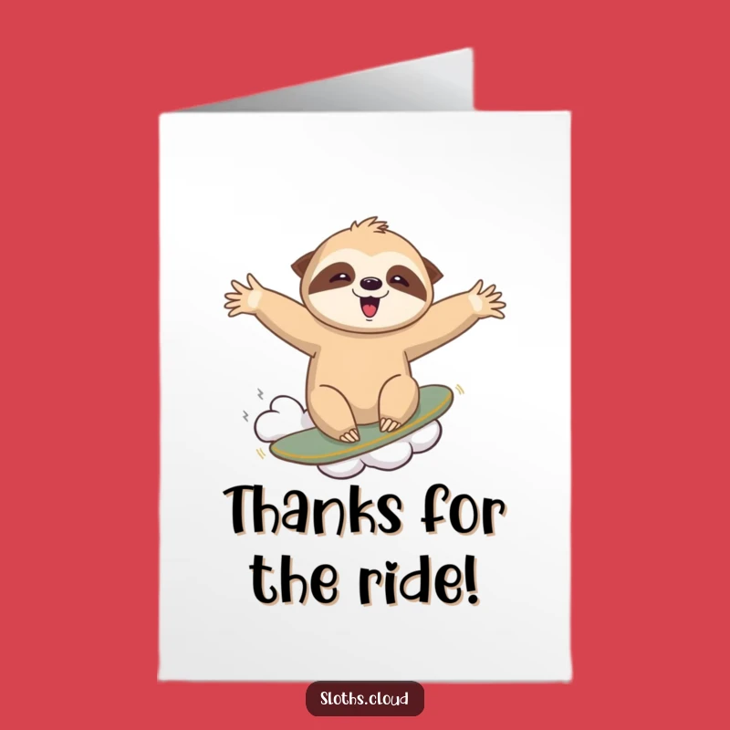 Free Printable Thank You Card: Surfing Sloth, Adventurous Humorous Downloadable Gift