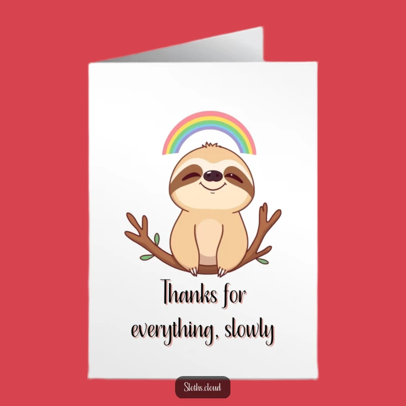Free Printable Serene Sloth Thank You Card: Rainbow Peace, Downloadable Grateful Gift