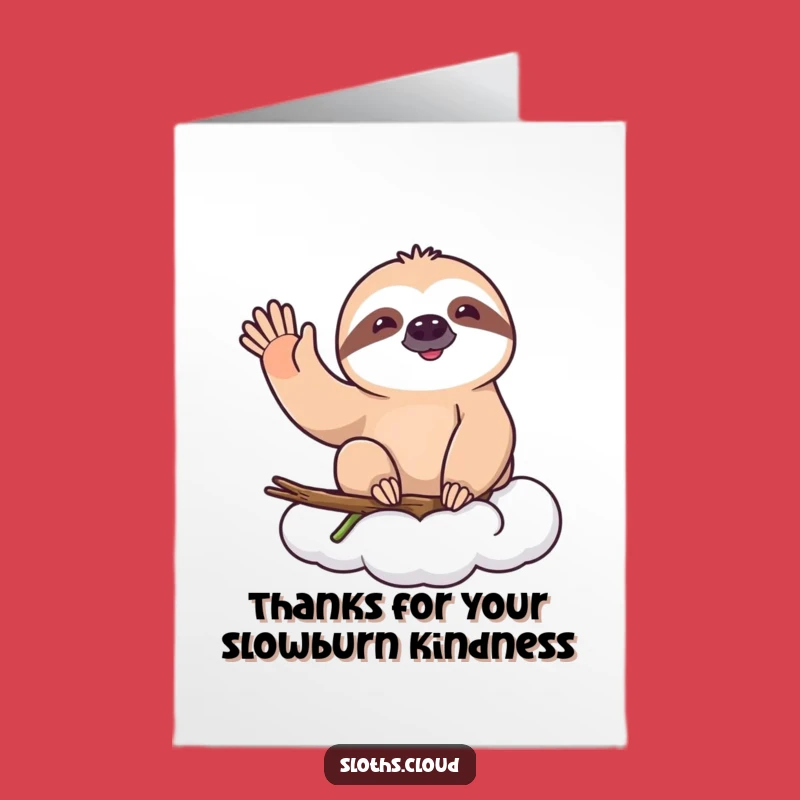 Free Printable Thank You Card: Happy Sloth Waving Funny Downloadable