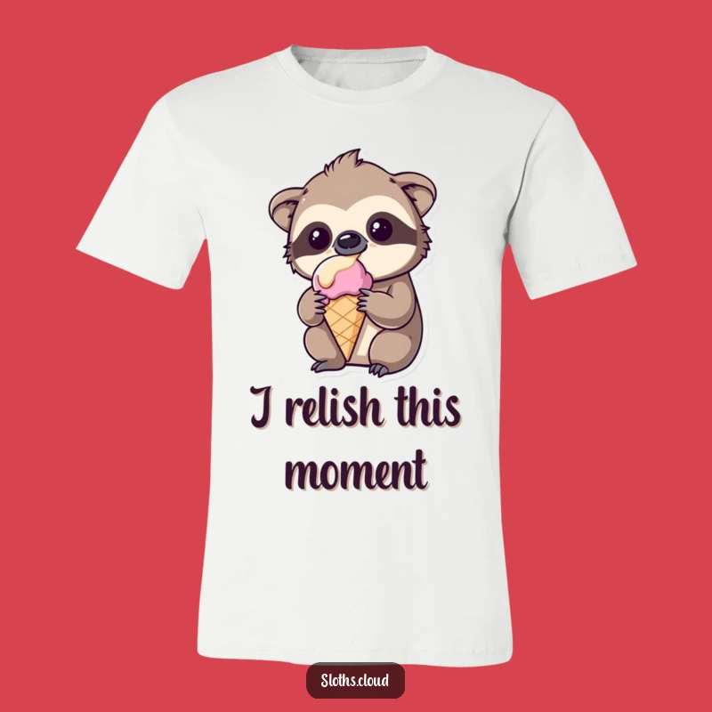 Funny Kawaii Sloth T-Shirt: Hilarious Amused Sloth Melting Ice Cream Tee