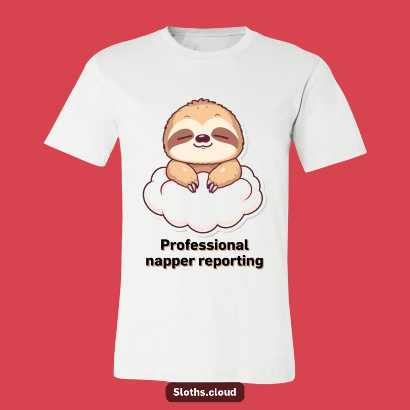 Funny Floating Sloth Cloud T-Shirt: Relaxed Humor Tee for Chill Vibes