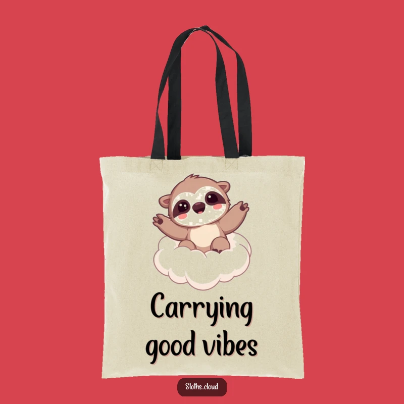Kawaii Sloth Cloud Wave Funny Tote Bag, Carry Your Happy Vibes