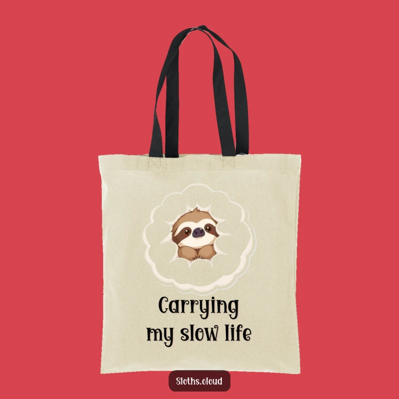 Funny Sloth Cloud Peek Tote Bag: Carry Your Essentials with Content Sloth, Perfect Funny Gift