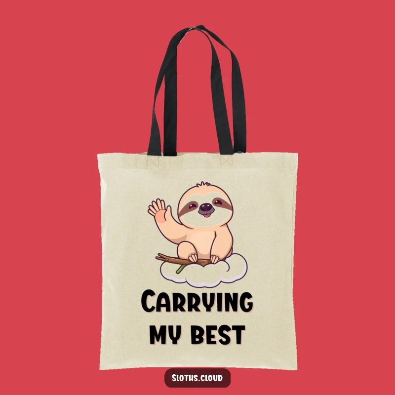 Funny Happy Sloth Wave Tote Bag - Slow Greeting Carry-All
