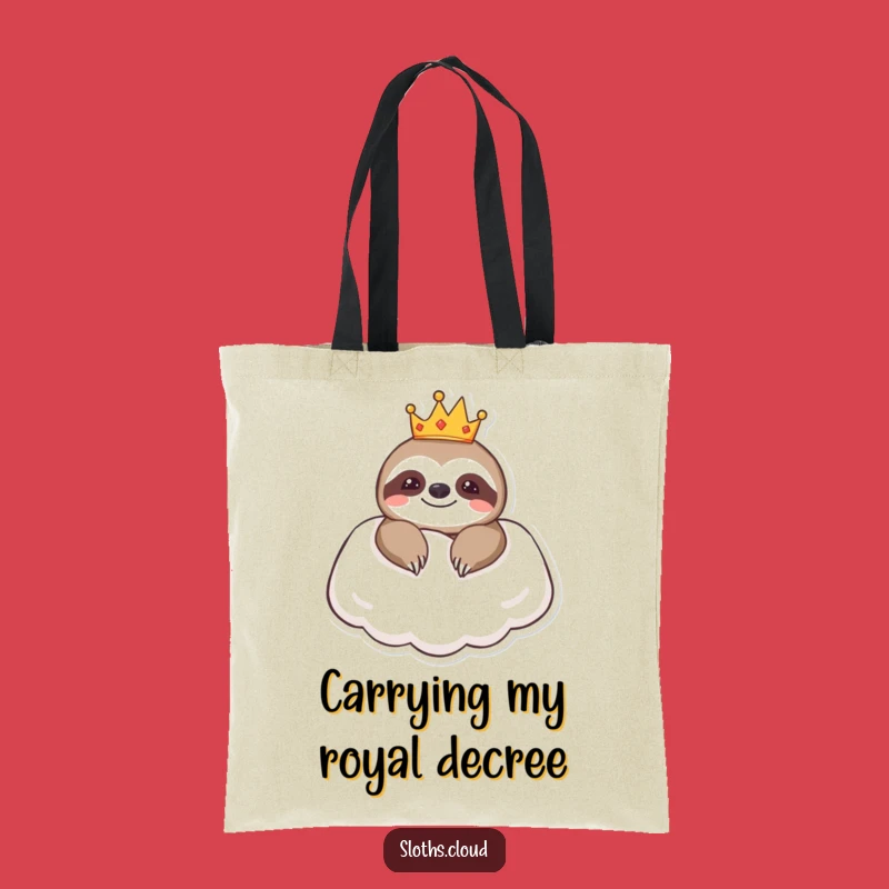 Funny Royal Sloth Cloud Pillow Tote Bag: Carry Your Crown in Style