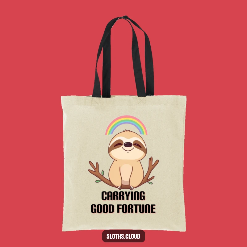 Funny Serene Sloth Rainbow Tote Bag: Carry Your Calm & Humor Everywhere