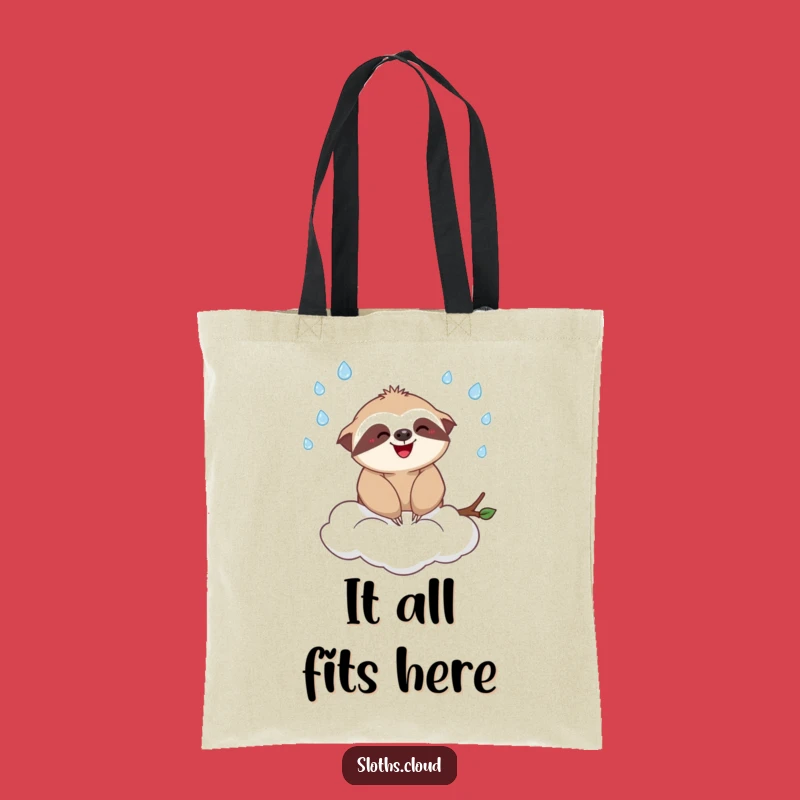 Funny Sloth Cloud Juggling Raindrops Tote Bag - Stylish & Practical Gift